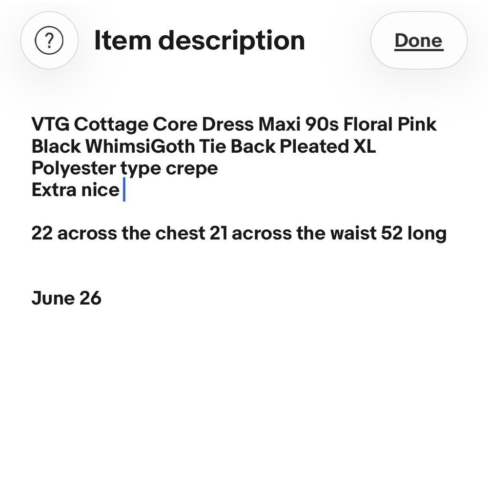 VTG Cottage Core Dress Maxi 90s Floral Pink Black WhimsiGoth Tie Back Pleated XL - Picture 5 of 6